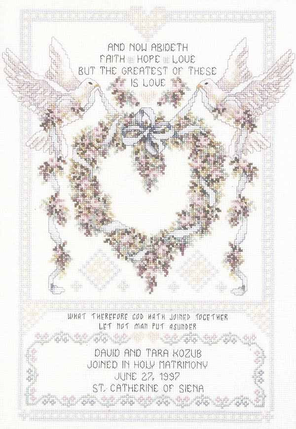 Wedding Doves Wedding Sampler Cross Stitch Kit by Janlynn