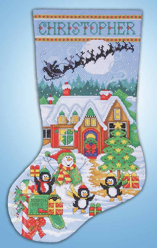 Penguin Party Christmas Stocking Cross Stitch Kit by Design Works
