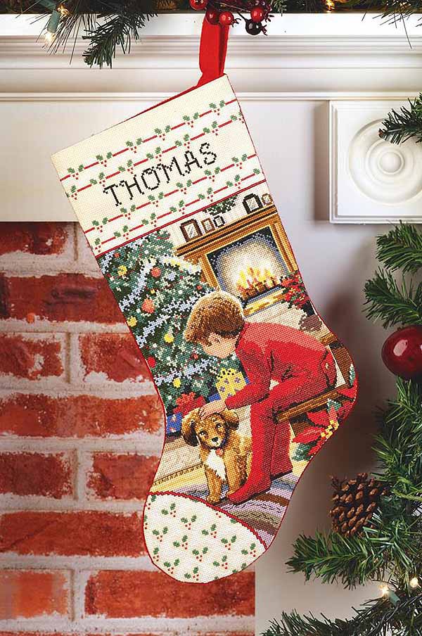 Waiting for Santa Christmas Stocking Cross Stitch Kit by Janlynn