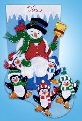 Penguin Party Christmas Stocking Felt Applique Kit by Design Works