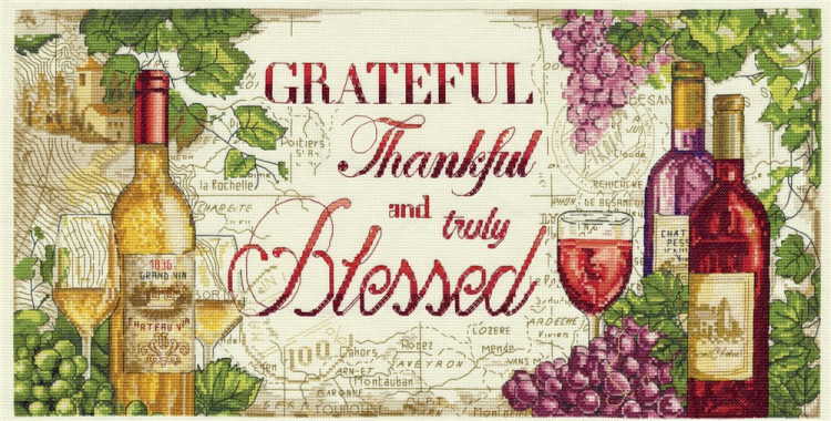 Grateful Wine Cross Stitch Kit by Design Works