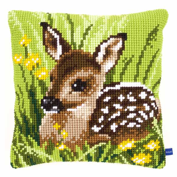 Little Deer Printed Cross Stitch Cushion Kit by Vervaco