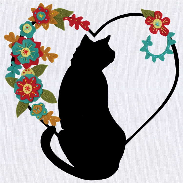 Cat in Heart Silhouette Felt Applique Kit by Design Works