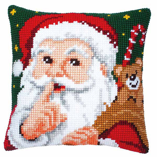Santa Printed Cross Stitch Cushion Kit by Vervaco