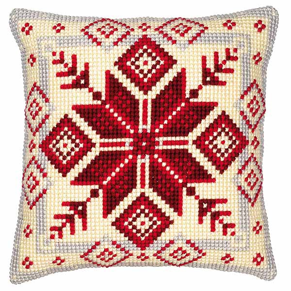 Geometric Pattern Printed Cross Stitch Cushion Kit by Vervaco