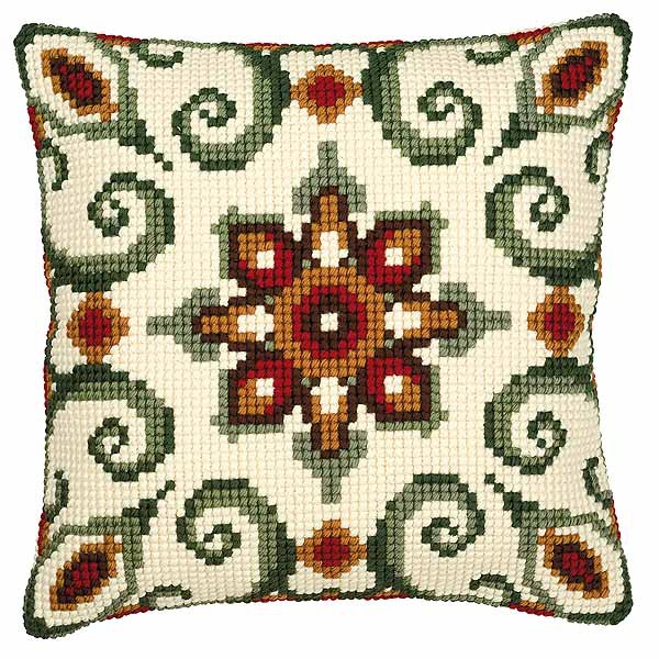 Geometric Pattern Printed Cross Stitch Cushion Kit by Vervaco