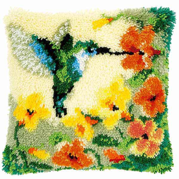 Hummingbird Latch Hook Cushion Kit By Vervaco