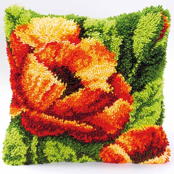 Poppy Latch Hook Cushion Kit By Vervaco