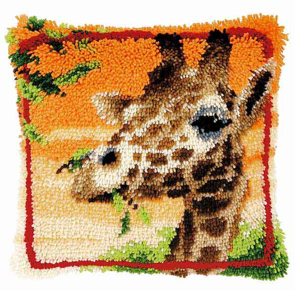 Giraffe Latch Hook Cushion Kit By Vervaco