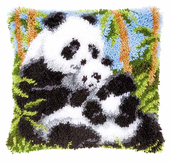 Panda Latch Hook Cushion Kit By Vervaco