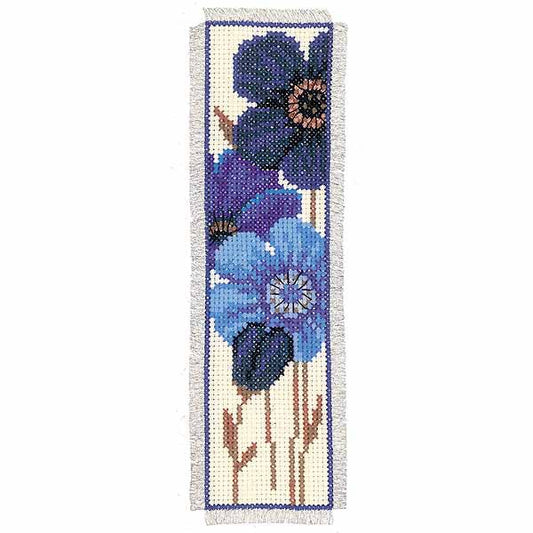 Big Blue Flowers Bookmark Cross Stitch Kit By Vervaco