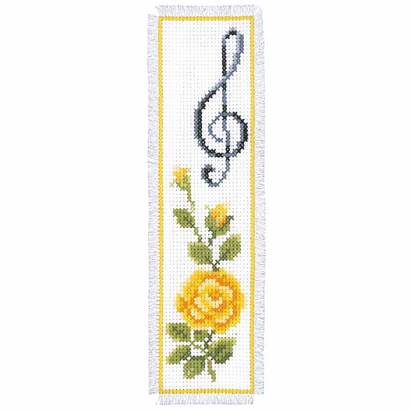 Rose and Treble Clef Bookmark Cross Stitch Kit By Vervaco