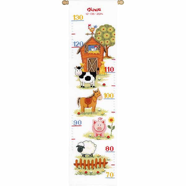 At the Farm Height Chart Cross Stitch Kit By Vervaco