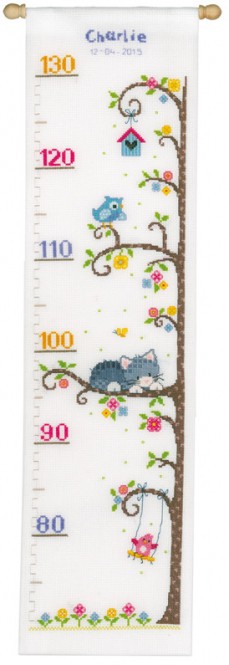 Cat in the Tree Height Chart Cross Stitch Kit By Vervaco
