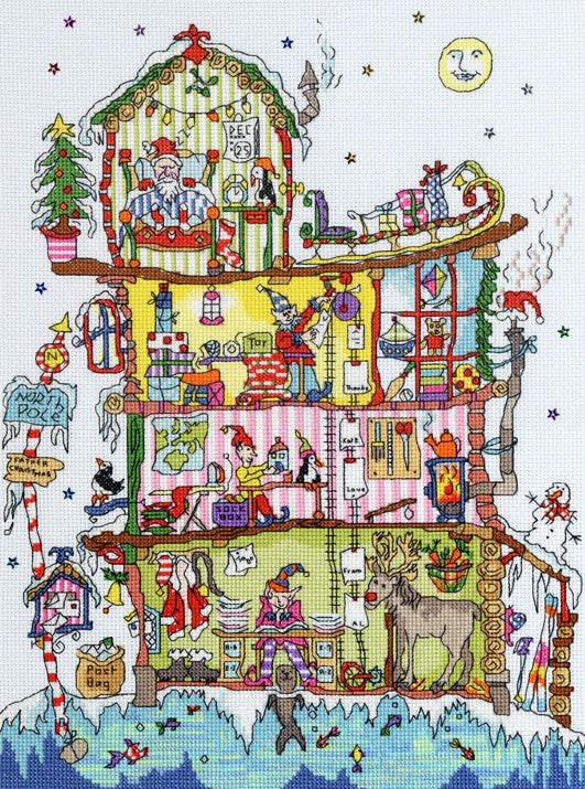 Cut Thru North Pole House Cross Stitch Kit By Bothy Threads