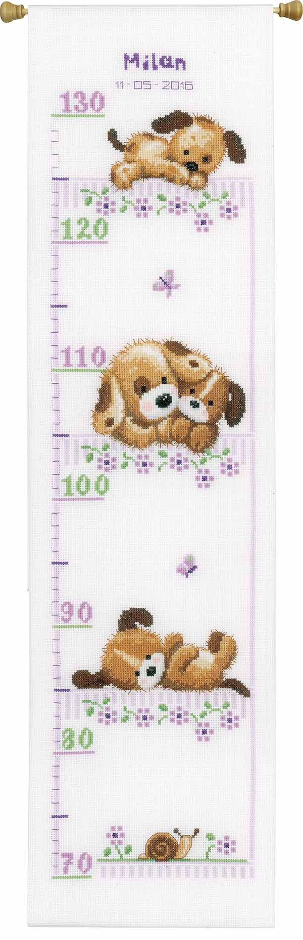 Playful Pups Height Chart Cross Stitch Kit By Vervaco