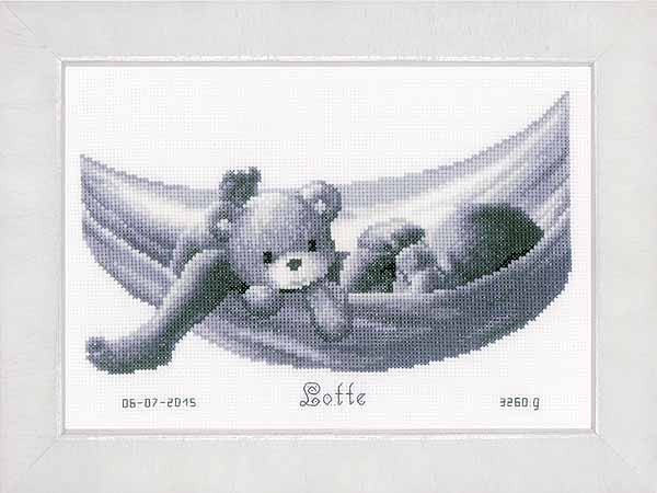 Baby in Hammock Birth Sampler Cross Stitch Kit By Vervaco