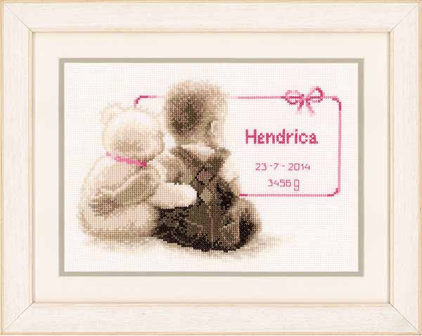 Cuddle Teddy Birth Sampler Cross Stitch Kit By Vervaco