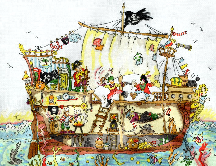 Cut Thru Pirate Ship Cross Stitch Kit By Bothy Threads