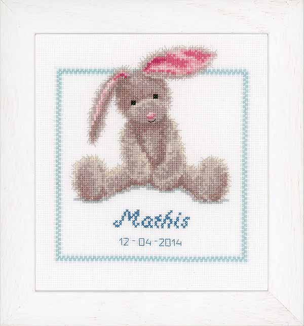 Cute Bunny Birth Sampler Cross Stitch Kit By Vervaco