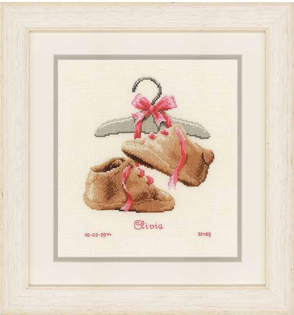 My First Shoes Birth Sampler Cross Stitch Kit By Vervaco