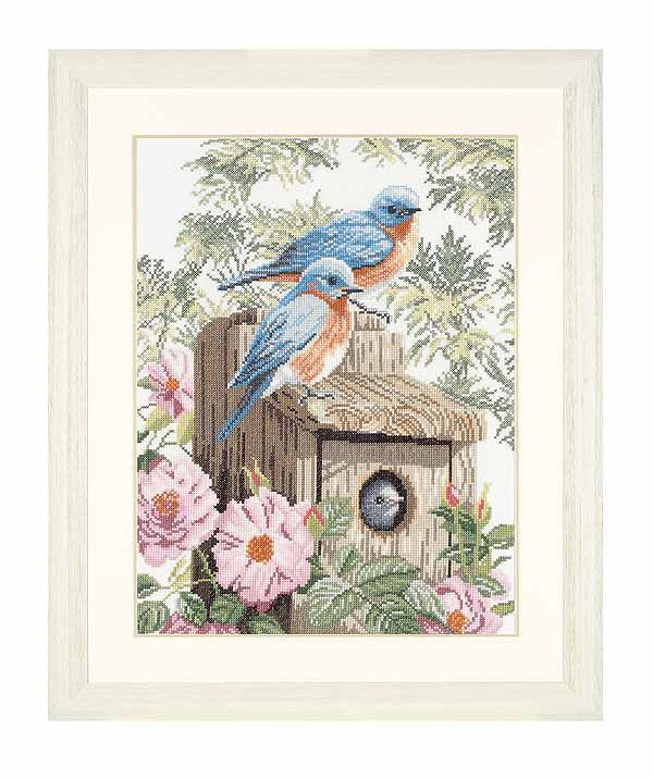 Garden Blue Birds Cross Stitch Kit By Lanarte