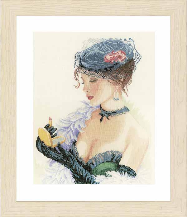 Lady with Lipstick Cross Stitch Kit By Lanarte