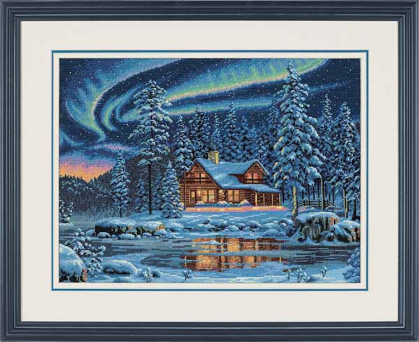 Aurora Cabin Cross Stitch Kit by Dimensions