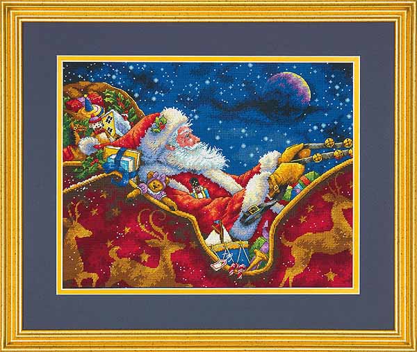 Santa's Midnight Ride Cross Stitch Kit by Dimensions