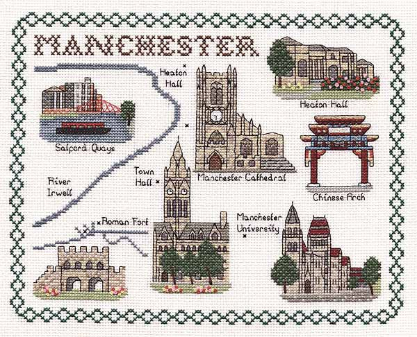 Manchester Map Cross Stitch Kit by Classic Embroidery