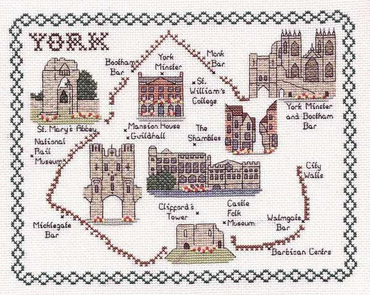 York Map Cross Stitch Kit by Classic Embroidery