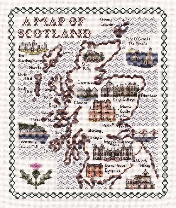 Scotland Map Cross Stitch Kit by Classic Embroidery