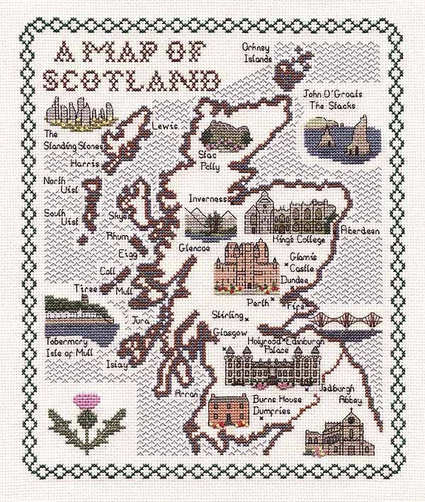 Scotland Map Cross Stitch Kit by Classic Embroidery