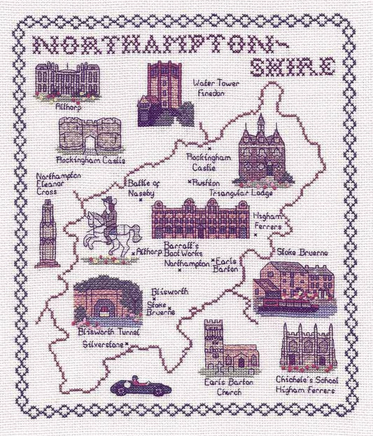 Northamptonshire Map Cross Stitch Kit by Classic Embroidery