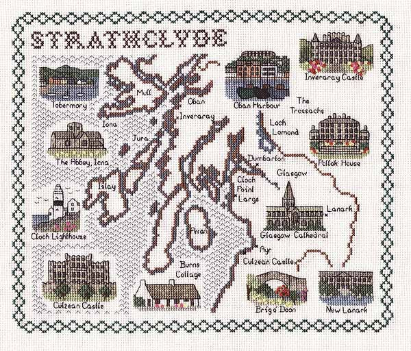 Strathclyde Map Cross Stitch Kit by Classic Embroidery