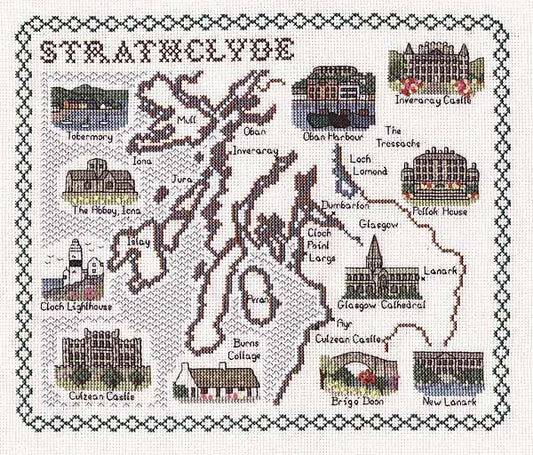 Strathclyde Map Cross Stitch Kit by Classic Embroidery