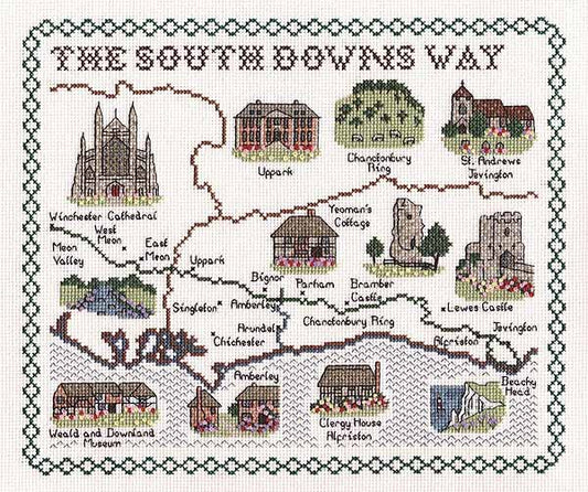 South Downs Way Map Cross Stitch Kit by Classic Embroidery