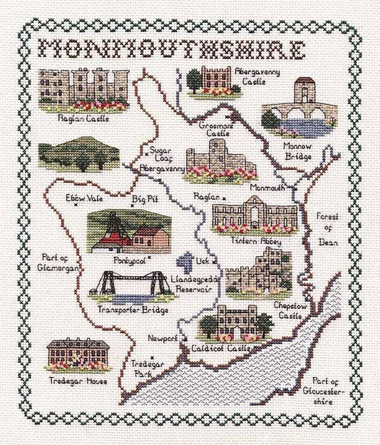 Monmouthshire Map Cross Stitch Kit by Classic Embroidery