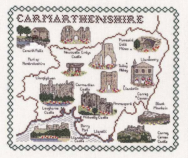 Carmarthenshire Map Cross Stitch Kit by Classic Embroidery