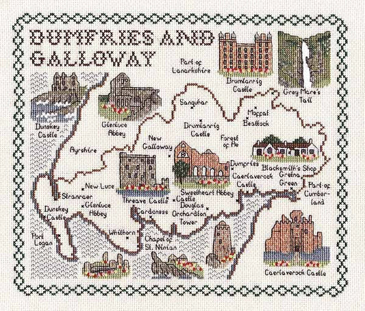 Dumfries and Galloway Map Cross Stitch Kit by Classic Embroidery