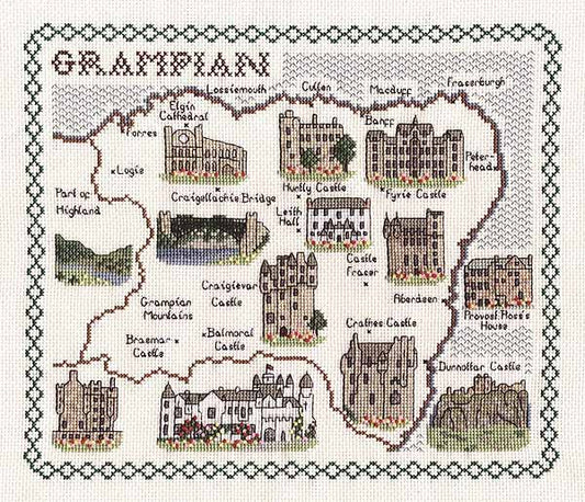 Grampian Map Cross Stitch Kit by Classic Embroidery