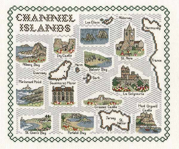 The Channel Islands Map Cross Stitch Kit by Classic Embroidery