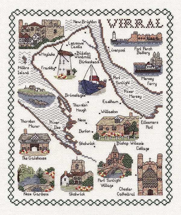 Wirral Map Cross Stitch Kit by Classic Embroidery