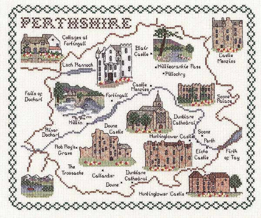 Perthshire Map Cross Stitch Kit by Classic Embroidery