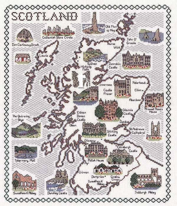 Scotland Map Cross Stitch Kit by Classic Embroidery