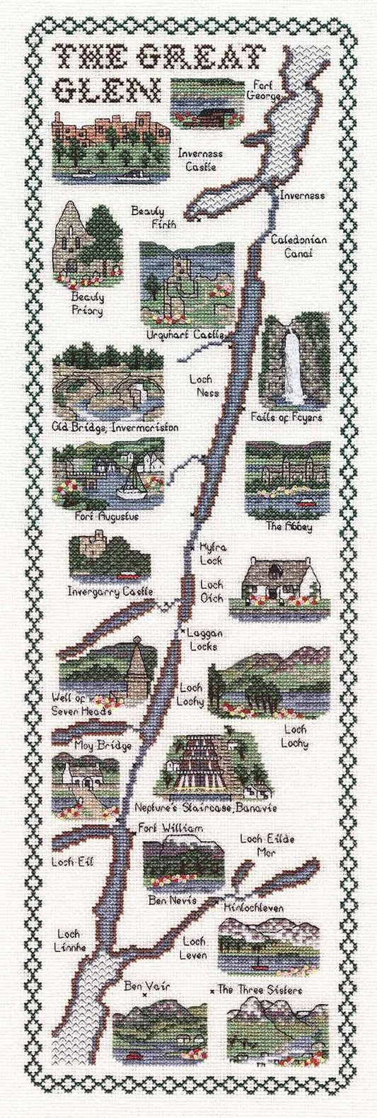 The Great Glen Map Cross Stitch Kit by Classic Embroidery