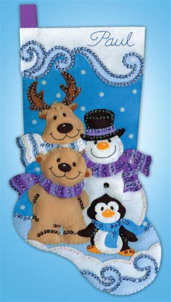 Winter Friends Christmas Stocking Felt Applique Kit by Design Works