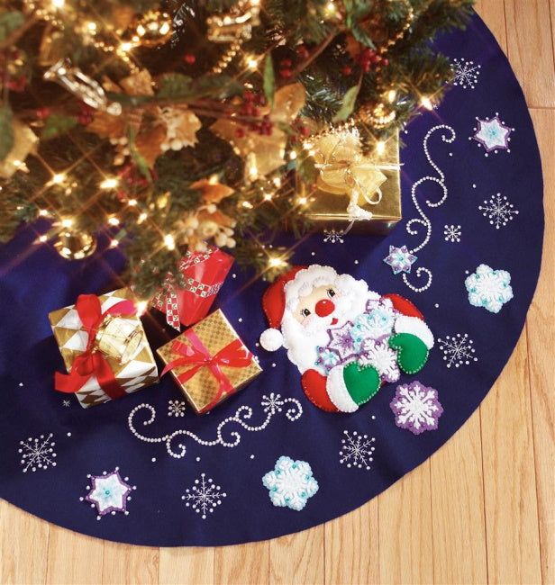 Snowflake Santa Tree Skirt Felt Applique Kit by Design Works