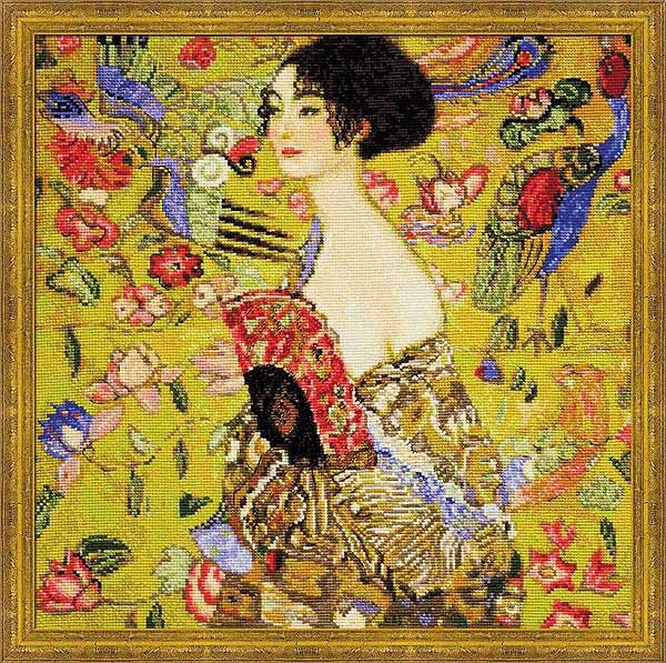 Lady with a Fan Cross Stitch Kit By RIOLIS