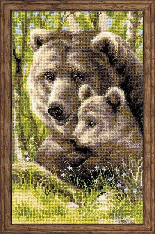 Bear with Cub Cross Stitch Kit By RIOLIS